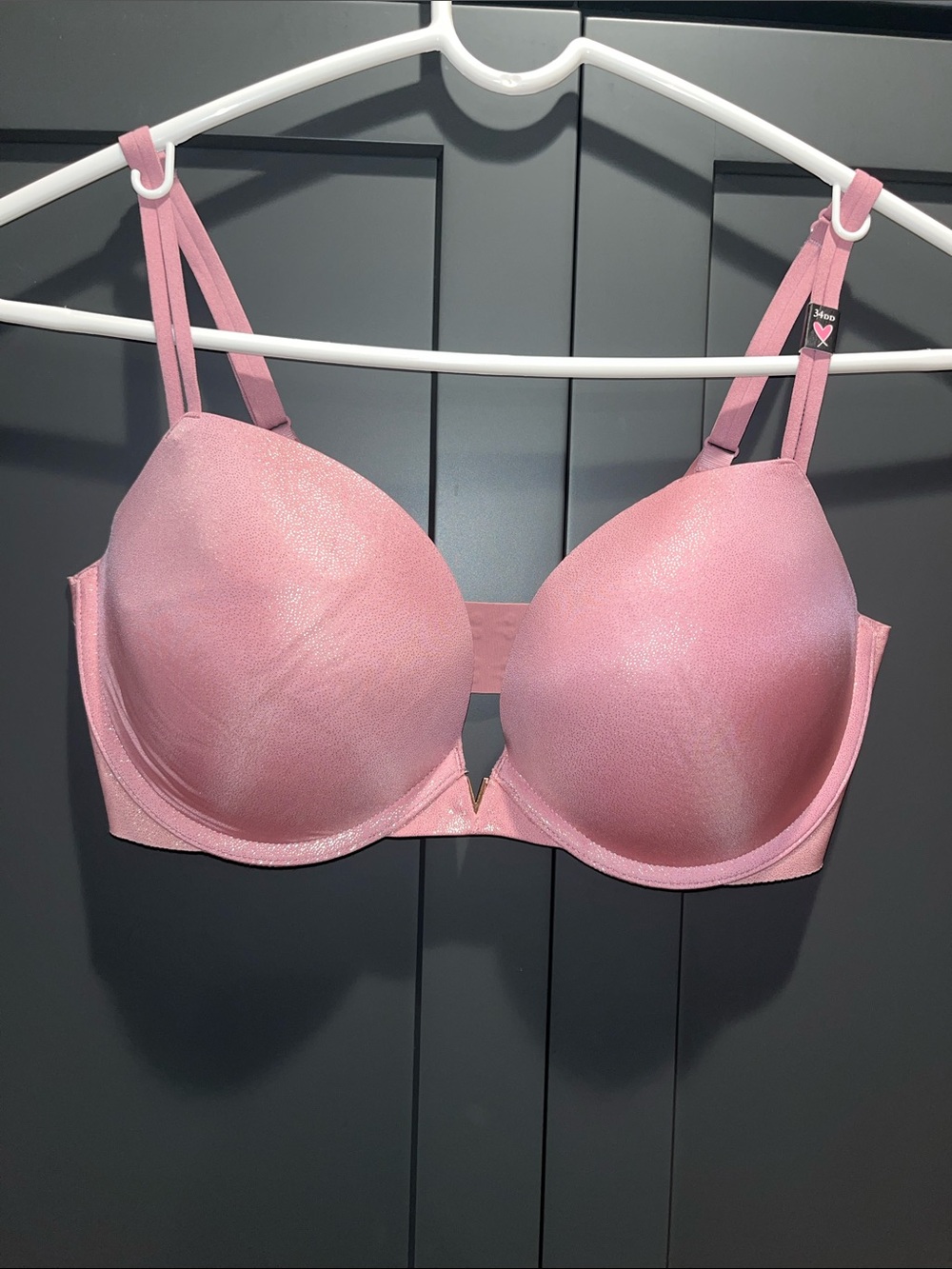 Victoria's Secret Golden “V” Metallic Shimmery Pink Lined Push Up Bra